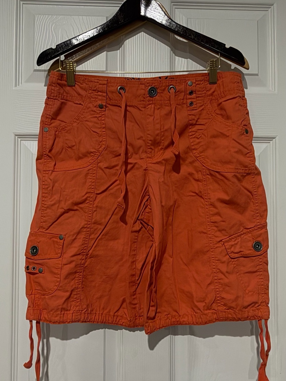 WOMEN’s Orange Cargo Drawstring Shorts - Casual Summer Style Size 10